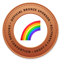 Unicode Consortium Adopted Character donation badge for the rainbow emoji